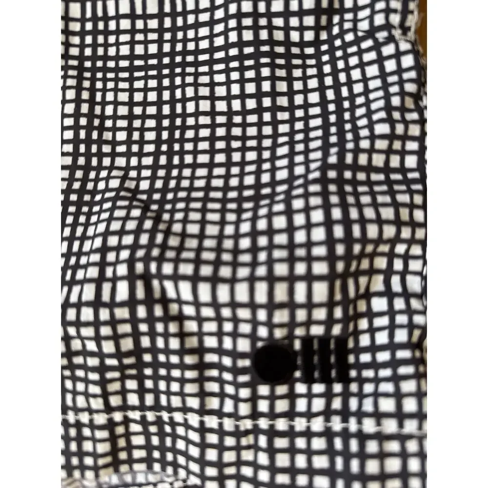 Solid & Striped Men's Swim Trunks in Black & White Grid Print Size Large
